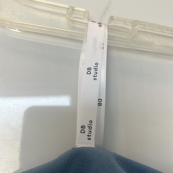 David’s Bridal off-the-shoulder stretch crepe ruched dress slate blue size 6 - Picture 2 of 6